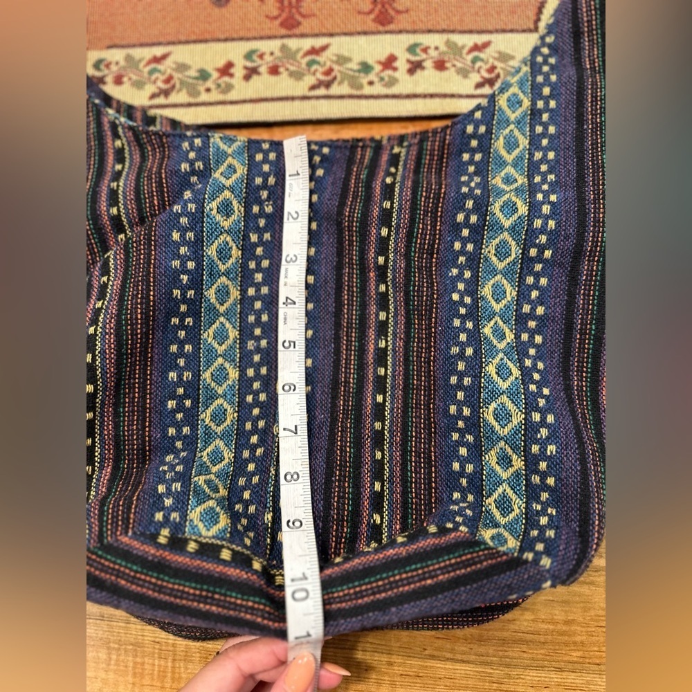 Vintage Boho Tribal Woven Crossbody Bag Blue Geometric Ethnic Hippie Festival - Picture 7 of 10